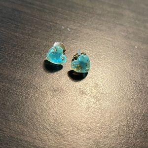 Blue with gold flake earrings